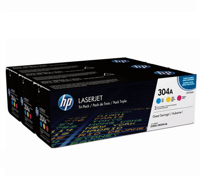 HP Confezione da 3 cartucce originali di toner ciano/magenta/giallo LaserJet 304A